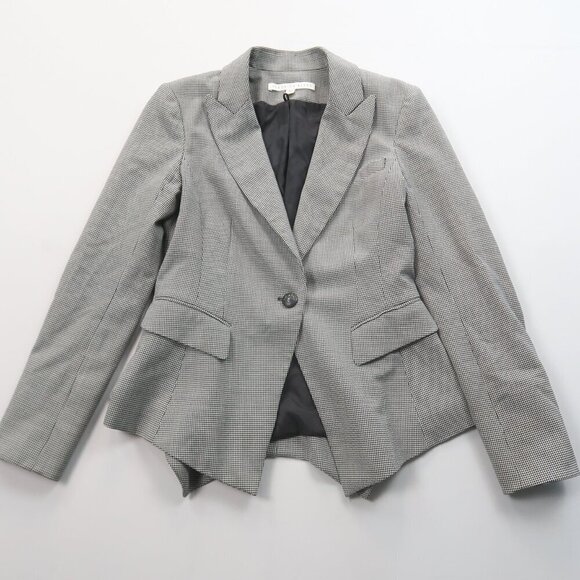 Veronica Beard Houndstooth Dickey Jacket Single Button Blazer Elbow Patches 2